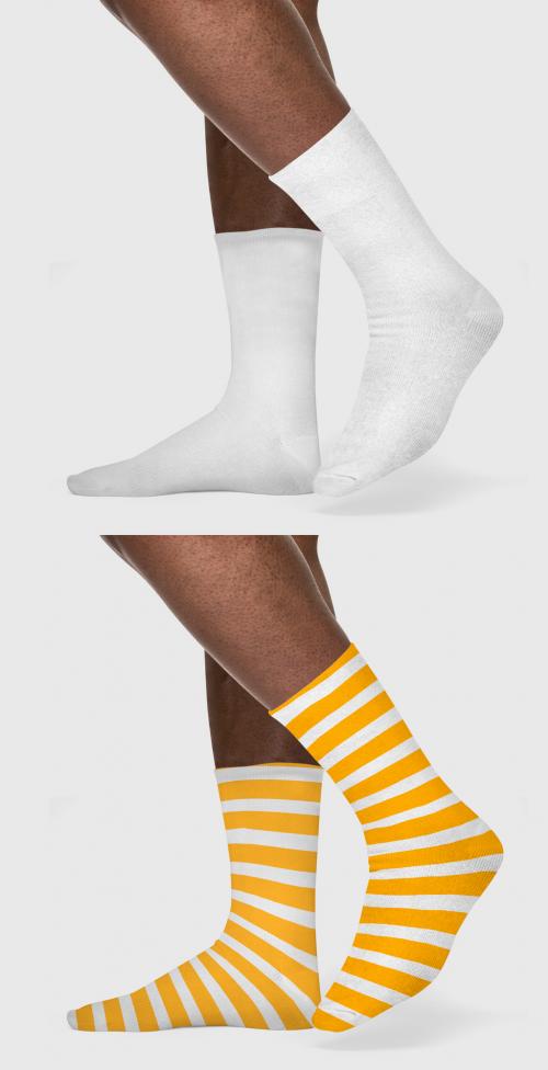Adobe Stock - Striped Crew Socks Mockup - 450198485