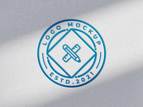 Adobe Stock - Blue Paper Pressed Logo Mockup - 450206440