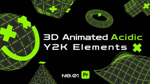 Videohive - 3D Animated Acidic Y2K Elements For Premiere Pro - 50864701