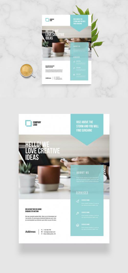 Adobe Stock - Teal Business Flyer Layout - 451634579