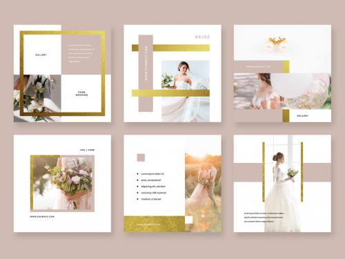 Adobe Stock - Wedding Layouts for Social Media with Gold Design Texture - 451680097