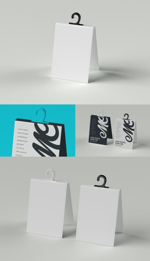 Adobe Stock - Socks Packaging Label Mockup with Plastic Hanger - 451702858