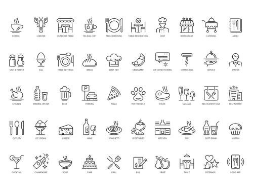 Adobe Stock - Restaurant and Cafe Line Icon Set - 451703399