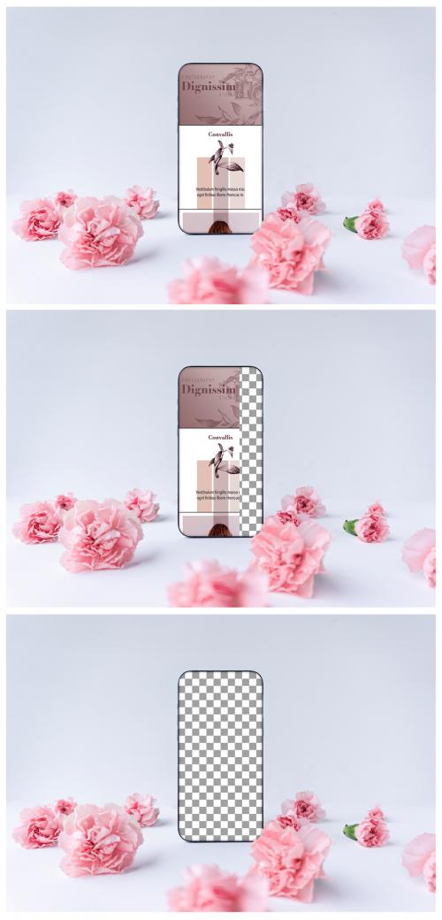 Adobe Stock - Mobile Phone Mockup with Flowers - 451704311
