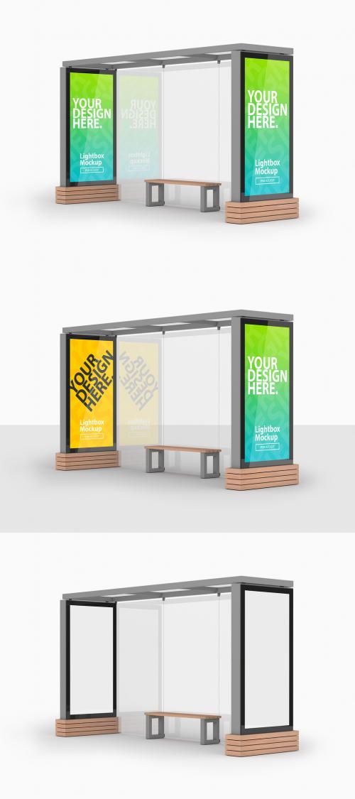 Adobe Stock - Bus Stop with Two Advertising Lightboxes - 451708637