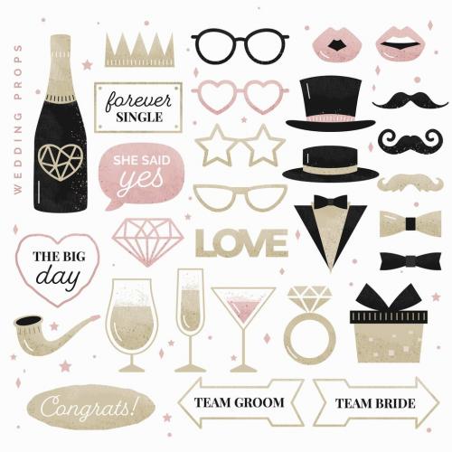 Adobe Stock - Wedding Party Bridal Shower Vector Illustrations Sticker Overlays - 452579439