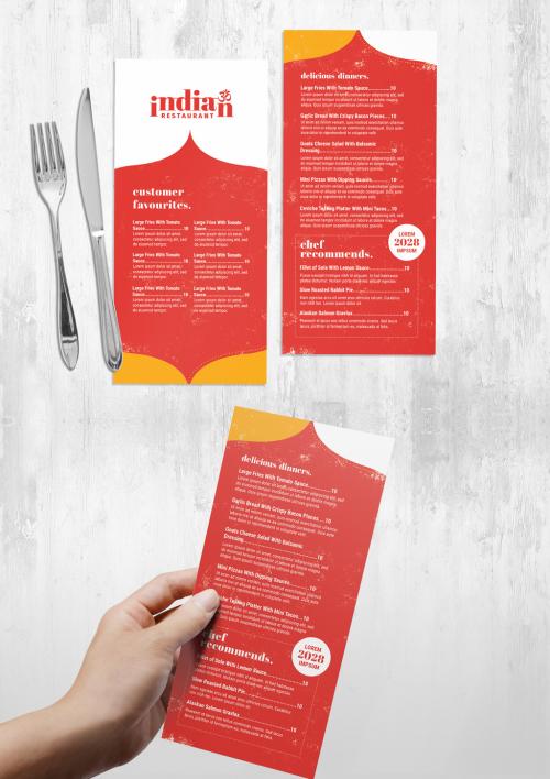 Adobe Stock - Thin Menu Flyer for Modern Indian Restaurant - 452579457