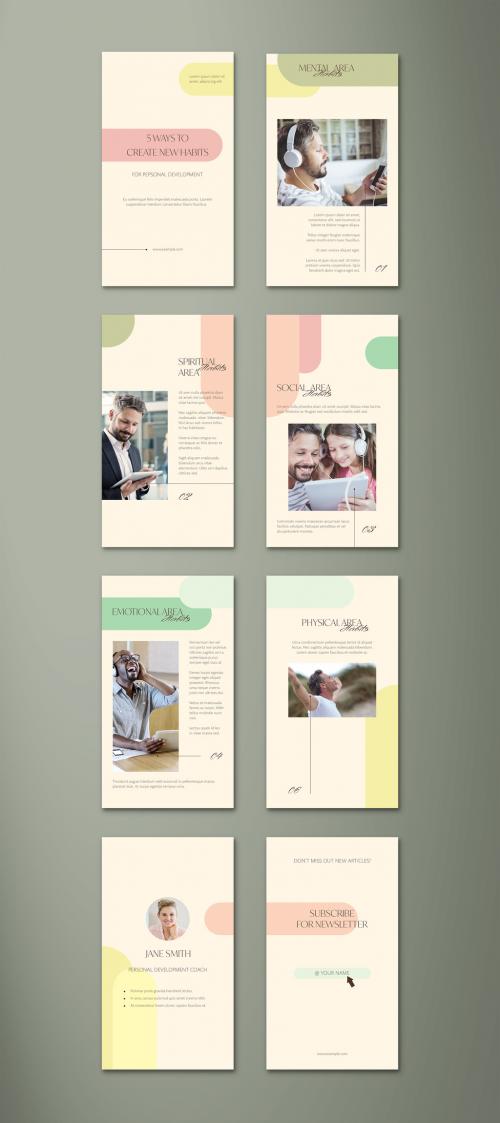 Adobe Stock - Personal Development Coaching Newsletter Announcement Stories Layout - 452599218