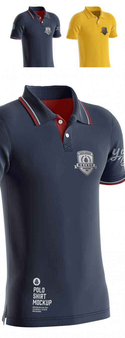 Adobe Stock - Men's Short Sleeve Polo Shirt Mockup. - 452796799