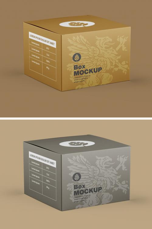 Adobe Stock - Square Cardboard Box Mockup - 452796852