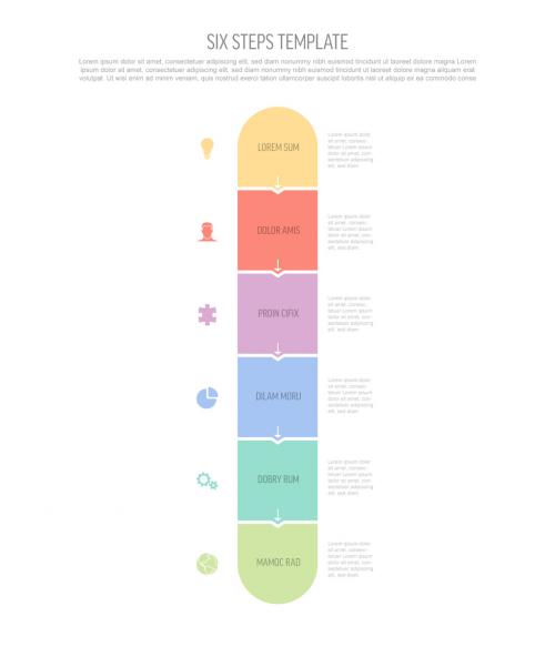 Adobe Stock - Six Simple Vertical Pastel Color Steps Process Infographic Layout on White Background - 454210412
