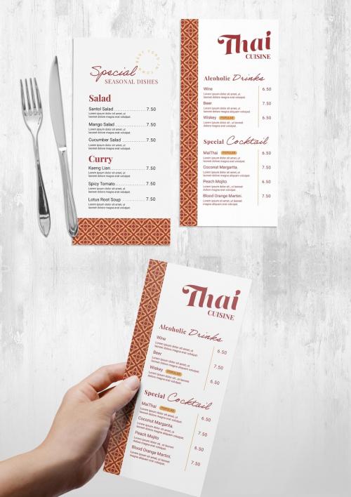 Adobe Stock - Thin Menu Flyer for Thai Asian Restaurant - 454411974
