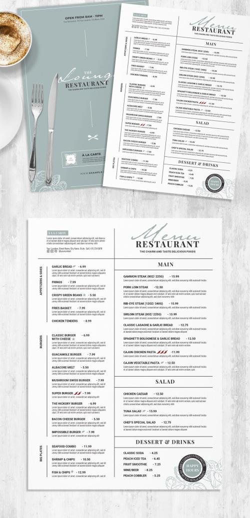 Adobe Stock - Modern Food Menu Layout for Restaurant Cafe Bar - 454412000