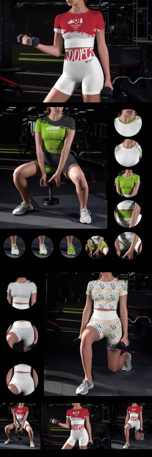 Adobe Stock - 3 Mockups of Womens Sportswear in the Gym - 454757533