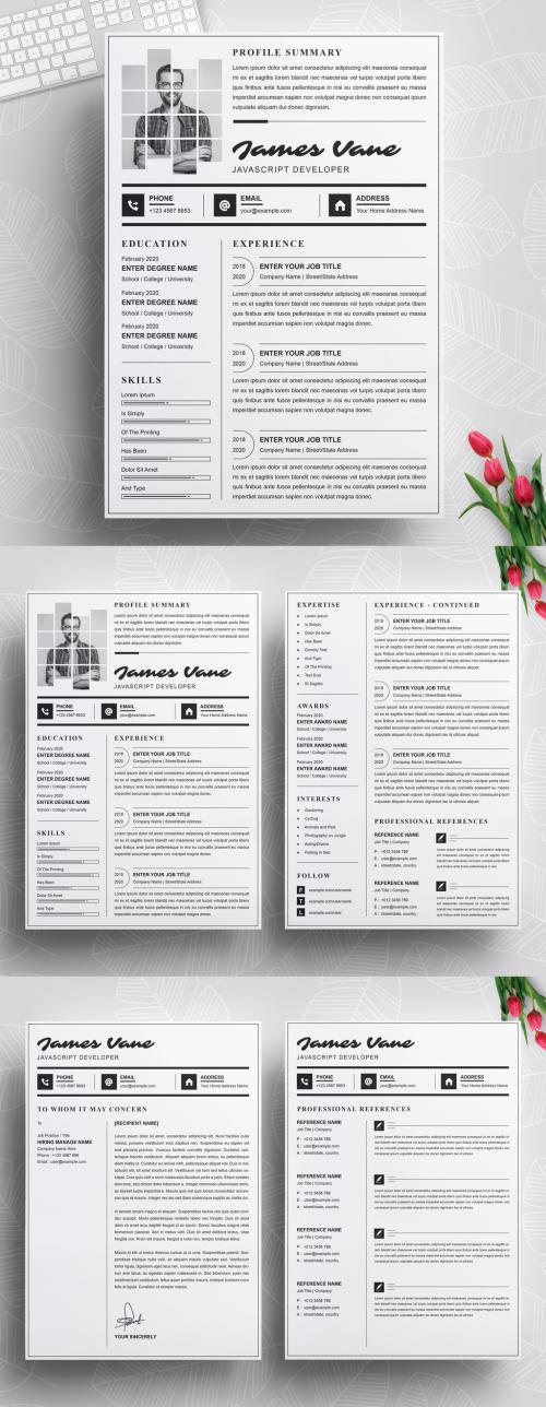 Adobe Stock - Clean and Professional Resume CV Layout - 454760842