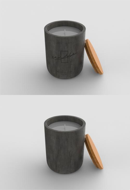 Adobe Stock - Candle with Wooden Cover Mockup - 456090653