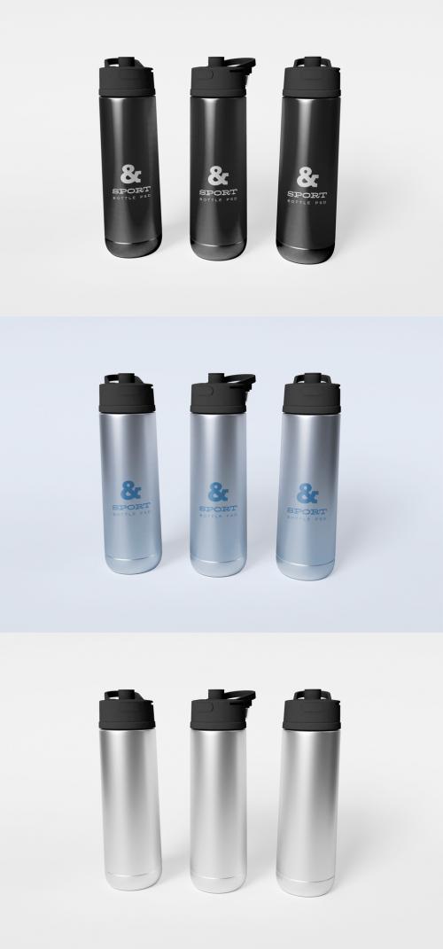 Adobe Stock - Three Sport Water Bottles Mockup - 456090688