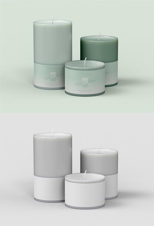 Adobe Stock - Three Cylindrical Candles Mockup - 456090703