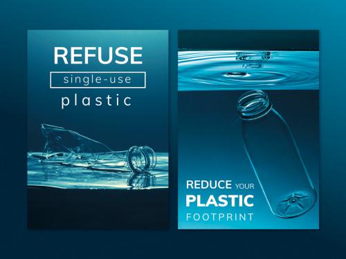 Adobe Stock - Stop Using Plastic Campaign Poster Layout - 456812633
