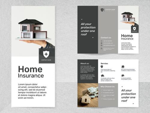Adobe Stock - Home Insurance Layout with Editable Text - 457554692