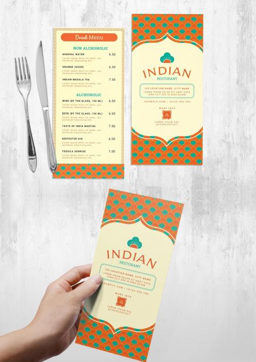 Adobe Stock - Indian Restaurant Dl Menu Flyer Card - 458344013