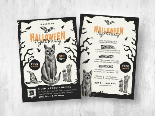 Adobe Stock - Halloween Flyer Layouts with Hand Sketched Illustrations - 458344060