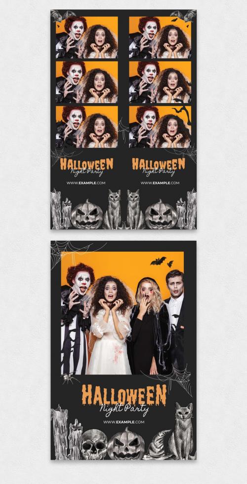 Adobe Stock - Halloween Photo Booth Layout with Hand Drawn Illustrations - 458344100