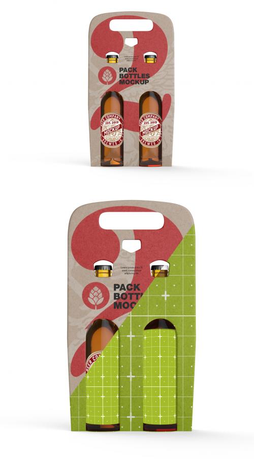 Adobe Stock - Kraft Paper Pack Beer Bottle Carrier Mockup - 458571027