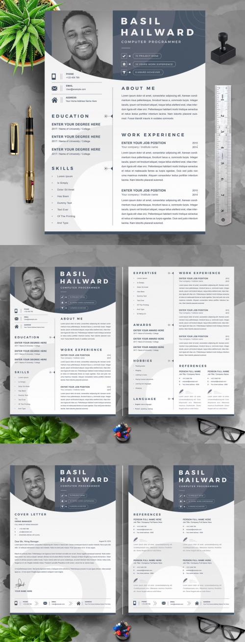 Adobe Stock - Resume Layout with Black and White Accents - 458575791
