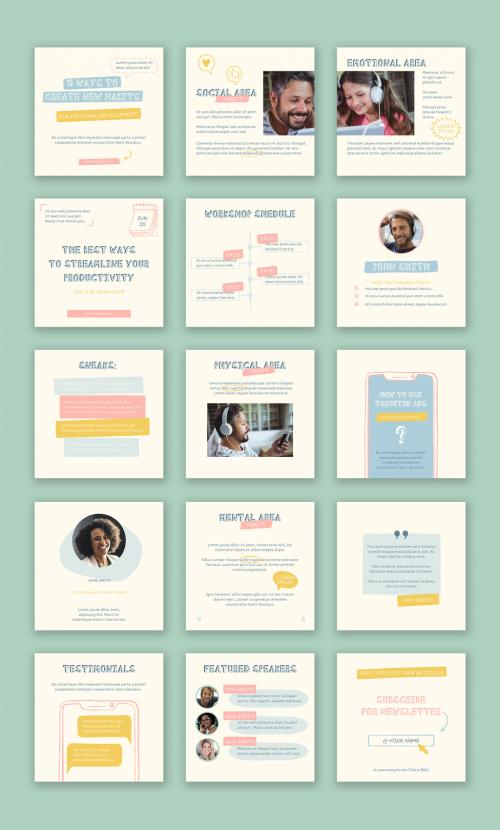 Adobe Stock - Personal Development Coaching Post Template with Hand Drawn Elements - 460184068