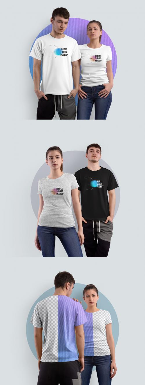 Adobe Stock - 3 Mockup Couple T-Shirt - 460396243