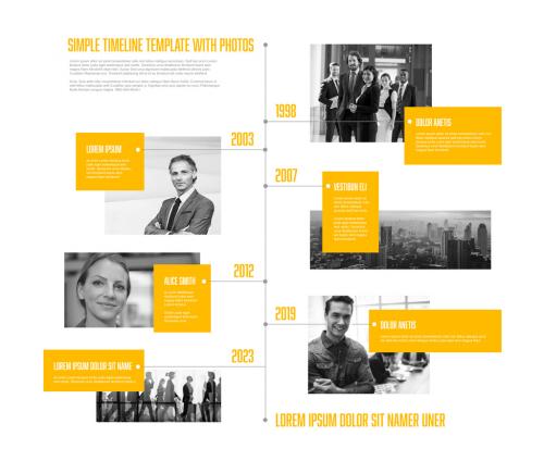 Adobe Stock - Simple Minimalistic Vertical Photo Timeline Template with Yellow Accent - 460400879