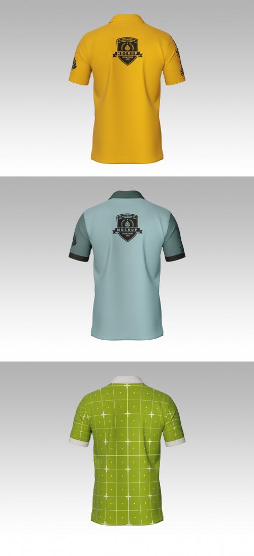 Adobe Stock - Men's Short Sleeve Polo Shirt Mockup Back Side - 460400951