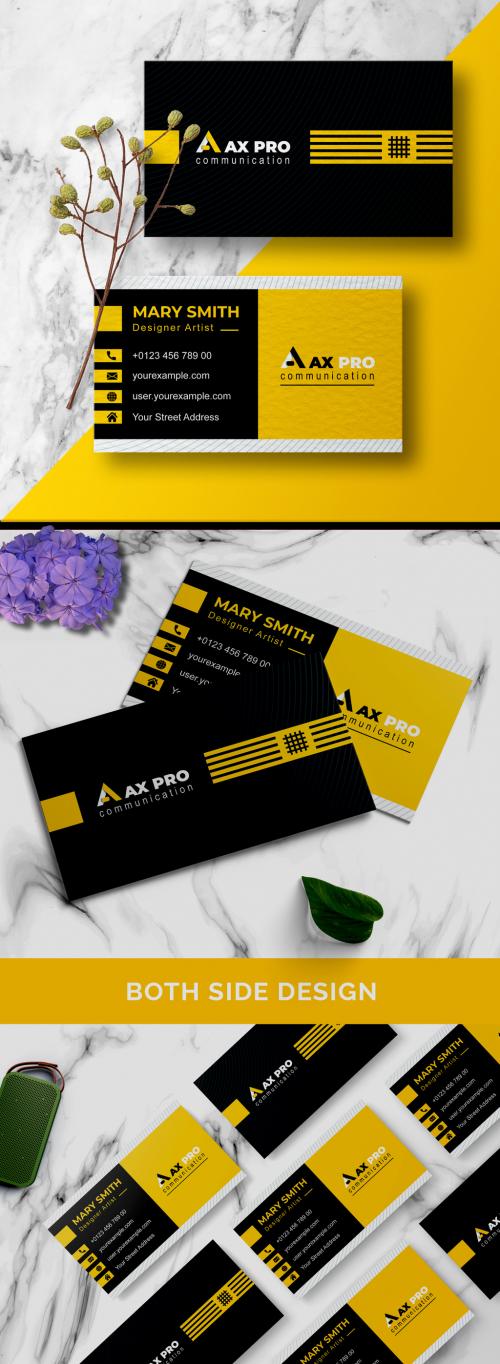 Adobe Stock - Yellow and Black Color Business Card Layout Design - 460401082