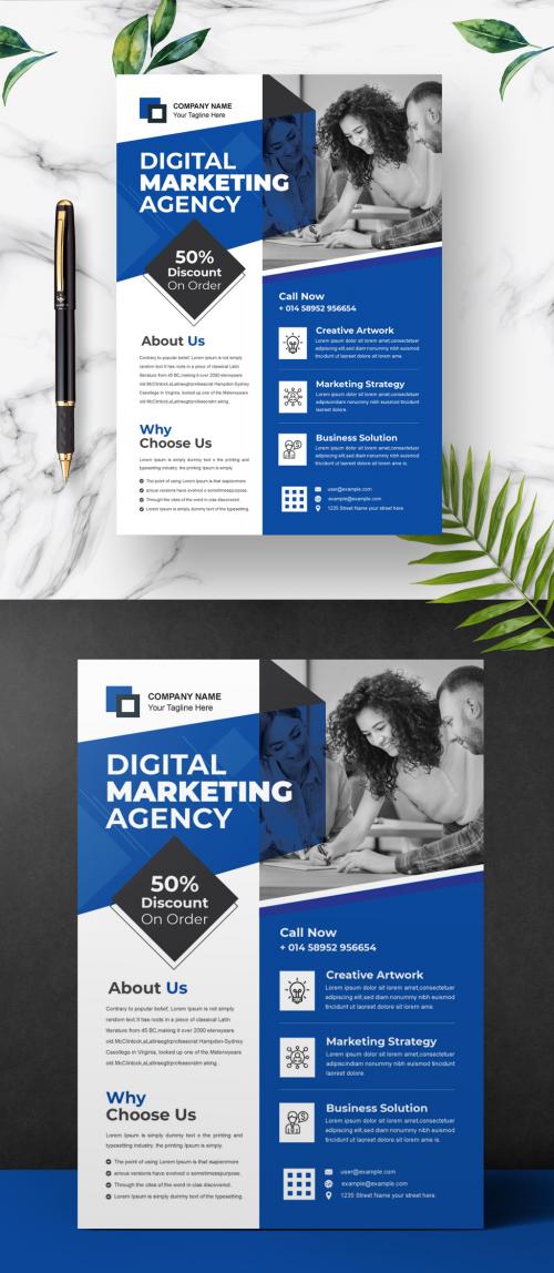 Adobe Stock - Blue Corporate Color Flyer Design Layout - 460401157