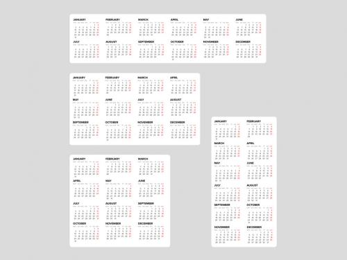 Adobe Stock - Light Full Year Calendar Layouts for the Year 2022 - 461120342