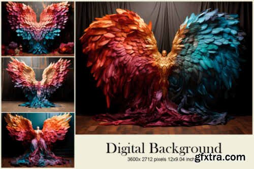 Wings Feather Studio Backdrop Overlays