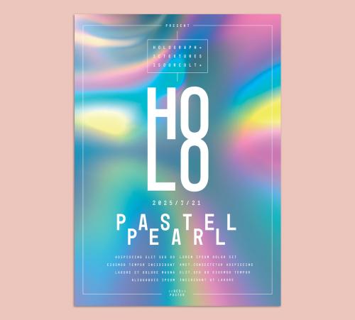 Adobe Stock - Trendy Holographic Foil Colorful Abstract Poster Layout - 461120741