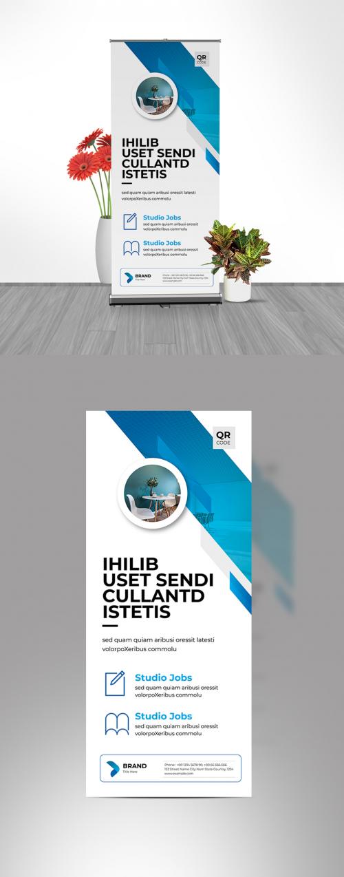 Adobe Stock - Rollup Banner Layout with Blue Accents - 461120959