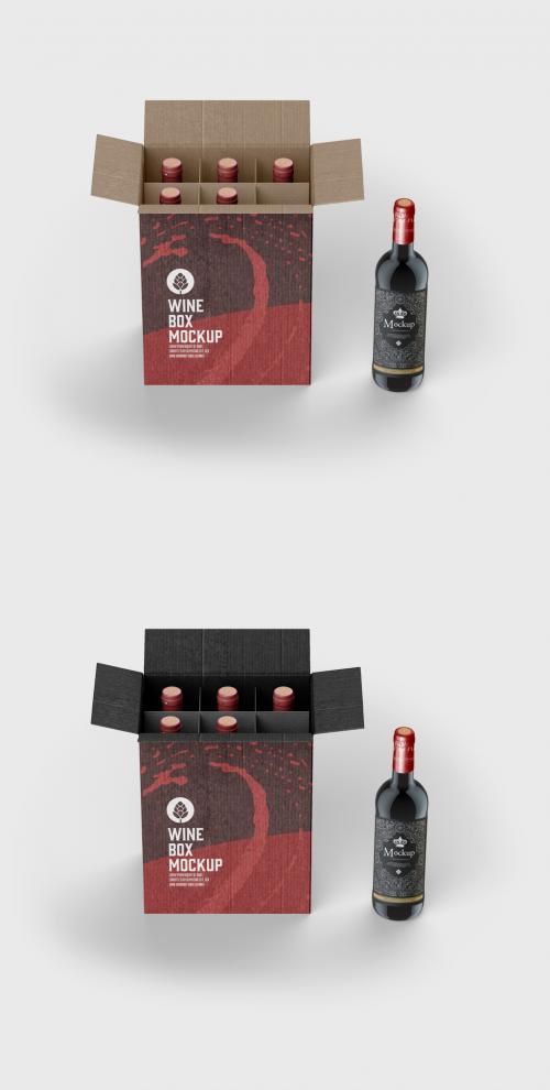 Adobe Stock - Box for Wine Bottles Mockup - 461121188