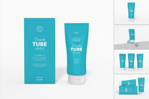 Cosmetic Cream Tube Packaging Mockup Set