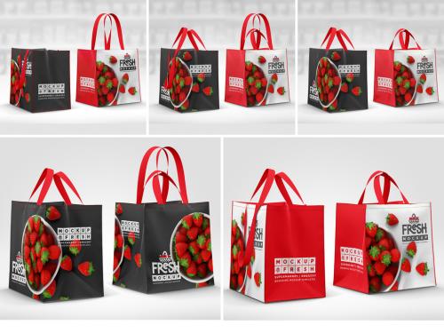 Adobe Stock - Double Handle Eco Bag Pair Mockup - 461122432