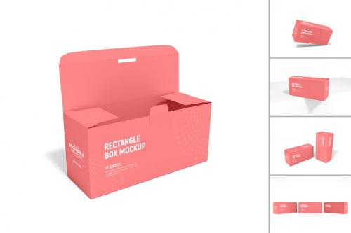 Rectangular Paper Box Packaging Mockup Set