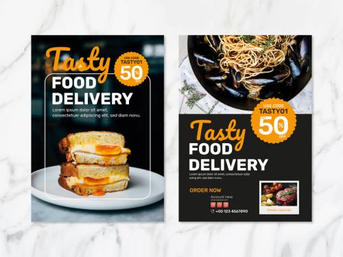 Adobe Stock - Food Delivery Poster Layout - 461122470