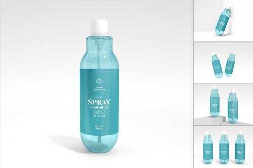Glossy Cosmetic Spray Bottle Branding Mockup Set