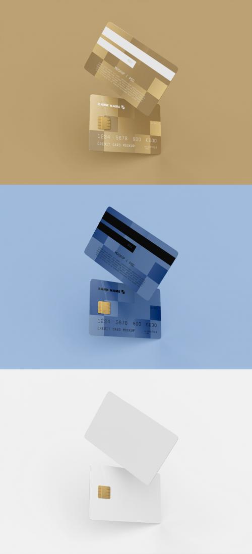Adobe Stock - Front and Back View of Two Plastic Credit Cards Mockup - 461123233