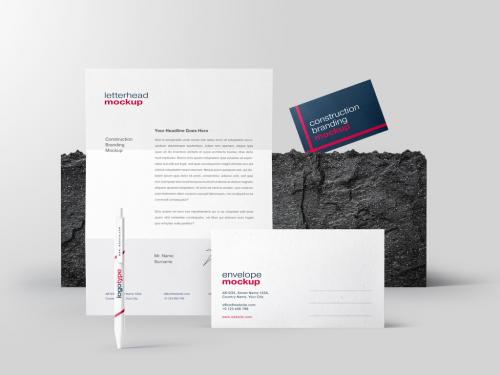 Adobe Stock - Construction and Architecture Branding Stationery Mockup - 461124929