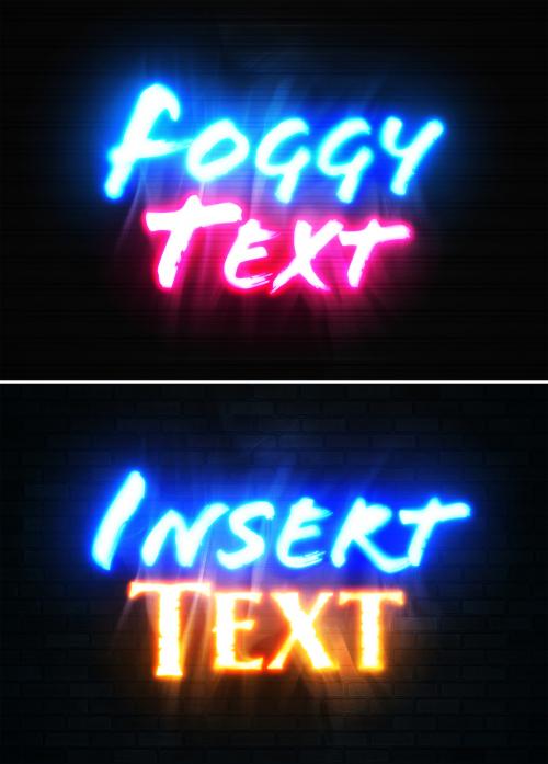 Adobe Stock - Neon Sign Text Mockup with Glowing Foggy Effect - 461350571