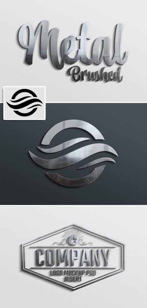 Adobe Stock - 3D Metal Brushed Text Effect Mockup with Shadows - 461350594