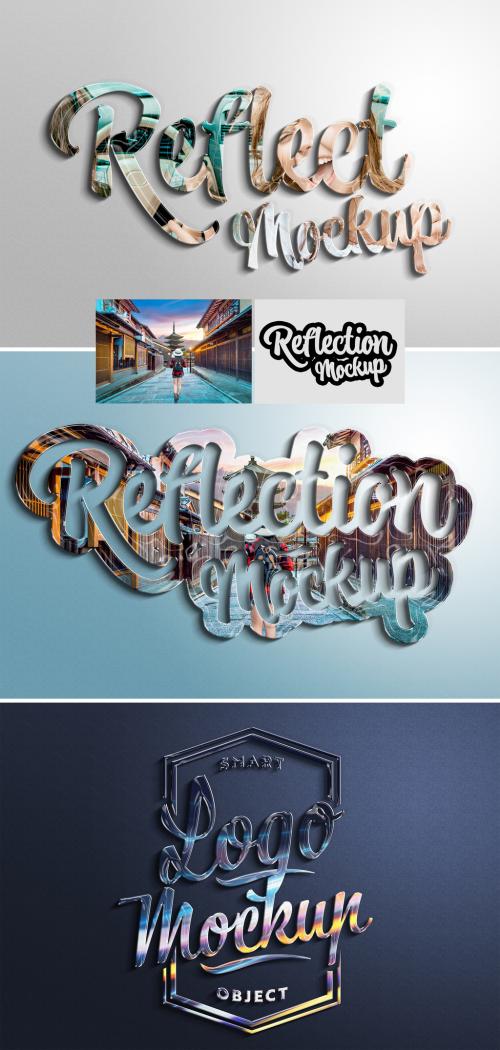 Adobe Stock - Text Effect Mockup with 3D Glossy Reflection and Shadow - 461350653